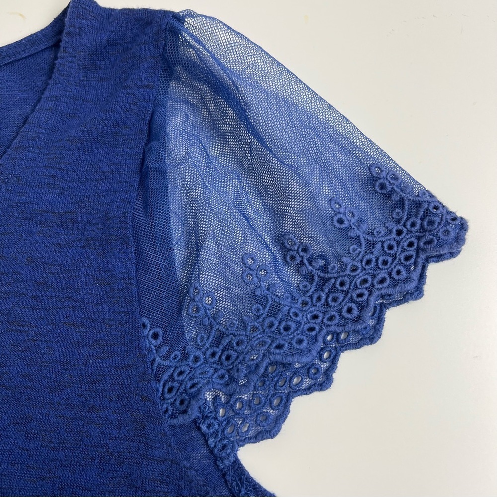 Twik Royal Blue Lace Sleeve Blouse - Picture 3 of 9